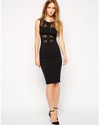 Ax Paris Mesh Insert Midi Dress - Lyst