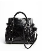 Miu Miu Black Leather Small Convertible Top Handle Bag - Lyst