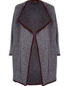 River Island Grey Relaxed Waterfall Coat - Lyst