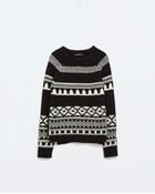 Zara Jacquard Sweater - Lyst