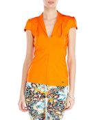 Just Cavalli Shawl Collar Top - Lyst