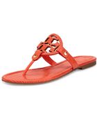 Tory Burch Miller Lizard-Print Logo Thong Sandal - Lyst