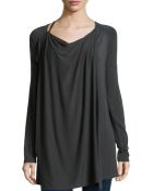 Donna Karan New York Long-Sleeve Asymmetric Drape Tunic - Lyst