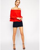 Asos Woven Off The Shoulder Top - Lyst