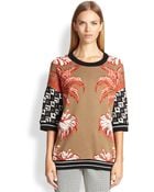Etro Intarsia Crane Sweater - Lyst