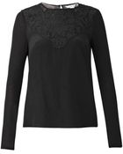 Diane von Furstenberg Lace-Trimmed Silk And Jersey Blouse - Lyst