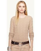 Ralph Lauren Black Label Cabled Cashmere Crewneck - Lyst