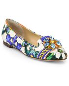 Dolce & Gabbana Jeweled Brocade Smoking Slippers - Lyst