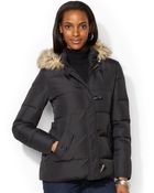 Lauren by Ralph Lauren Faux-Fur-Trim Hooded Toggle-Front Down Puffer Coat - Lyst