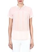 French Connection Embellished-collar Pleated Top - Lyst