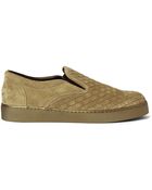 Bottega Veneta Intrecciato Suede Slip-On Sneakers - Lyst