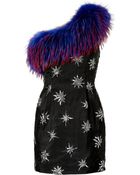 Matthew Williamson One Shoulder Dress With Fur Trim - Lyst