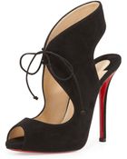 Christian Louboutin Allegra Suede Red Sole Sandal - Lyst