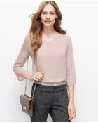 Ann Taylor Petite Crepe Overlay Top - Lyst