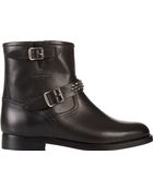 Saint Laurent Stud-Embellished Moto Boots - Lyst