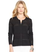 Lauren by Ralph Lauren Pointelle-Knit Zip-Front Cardigan - Lyst