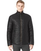 Calvin Klein Pattern Blocking Faux-Leather Puffer Jacket - Lyst
