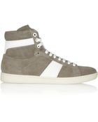 Saint Laurent Leather-Trimmed Suede High-Top Sneakers - Lyst