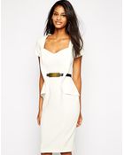 Asos Pencil Dress With Metal Belt - Lyst