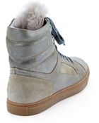 Brunello Cucinelli Metallic Suede High-Top Sneakers - Lyst