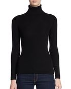 Saks Fifth Avenue Black Ribbed Merino Wool Turtleneck Sweater - Lyst