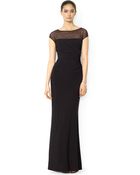 Lauren by Ralph Lauren Short Sleeve Beaded Illusion Gown - Lyst