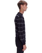 Saint Laurent Mens Mohair Wool Checked Crew Neck Sweater - Lyst