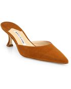 Manolo Blahnik Carolyne Suede Mules - Lyst