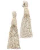 Oscar de la Renta Classic Chain Tassel Earrings - Silver - Lyst