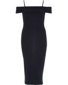River Island Navy Ribbed Bardot Bodycon Dress - Lyst
