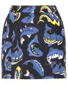Kenzo Printed Stretchcotton Miniskirt - Lyst