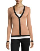 Michael Kors V-Neck Button-Front Cardigan With Contrast Trim - Lyst