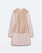 Zara Combination Fur And Wool Coat - Lyst
