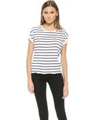 Zoe Karssen Striped Bat Tee - White/Heather Grey - Lyst
