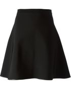 David Koma Leather Trimmed Flared Skirt - Lyst