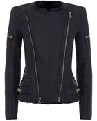 Balmain Collarless Shearling Biker Jacket - Lyst
