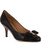 Ferragamo Carla Leather Court Shoes - Lyst