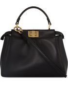 Fendi Peekaboo Mini Leather Tote - Lyst