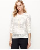 Ann Taylor Lace Striped Sweatshirt - Lyst