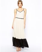 Oasis Contrast Hem Pleated Maxi Dress - Lyst