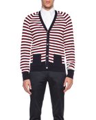 Thom Browne Men'S Repp Stripe Raglan Cotton Cardigan - Lyst
