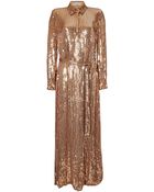 Emilio Pucci Silk Georgette Sequined Gown In Gold - Lyst