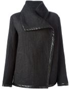 Ralph Lauren Black Trimmed Oversized Collar Jacket - Lyst