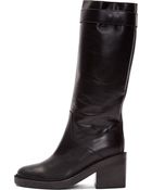 Helmut Lang Black Leather Schist Slouch Boots - Lyst