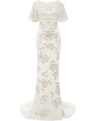 Marchesa Beaded Rose Chiffon Gown - Lyst