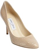 Jimmy Choo Nude Snakeskin Almond Toe Pumps - Lyst