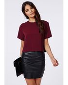 Missguided Lucy Open Back Lace Detail Shell Top Oxblood - Lyst