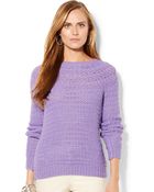 Lauren by Ralph Lauren Petite Pointelle-Knit Crew-Neck Sweater - Lyst