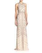 Theia Beaded Halter Gown - Lyst