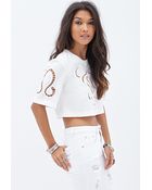 Forever 21 Boxy Embroidered Crop Top - Lyst